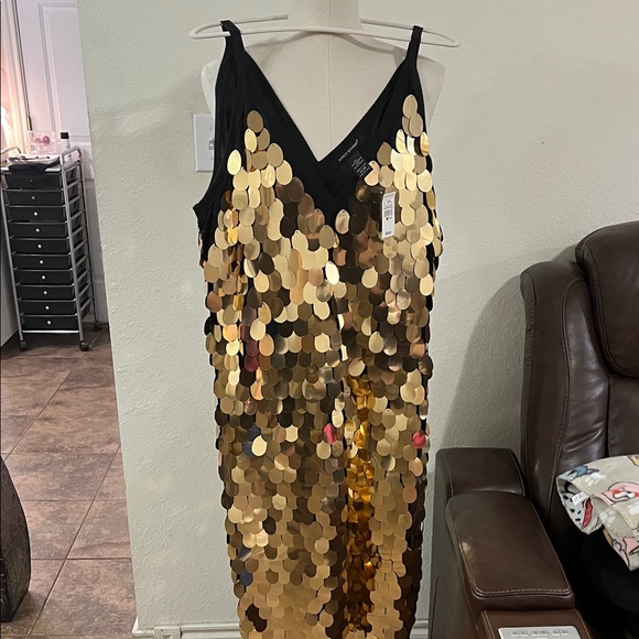 Ashley Stewart Black and Gold Sequin Dress - Picture 2 of 9